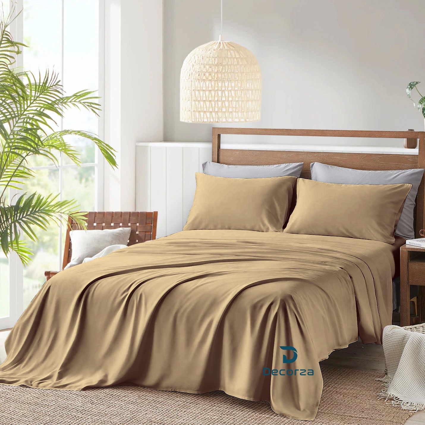 800TC 100% Organic Cotton 6pc Sheet Set -18"" Deep Pocket  ( 1 Fitted , 1 Flat & 4 Pillowcases )