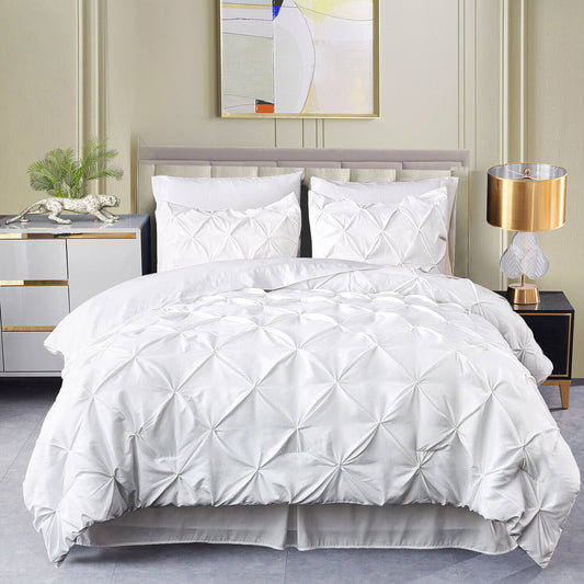400TC 100% Organic Cotton All Season Export Quality 1pc Pinch Pleated Comforter, 300GSM, 700+ Fill Power, 45 oz Fill Weight