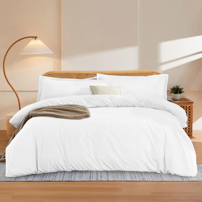 400TC 100% Organic Cotton 5pc Duvet Cover Set with Zipper Closure & Corner Ties