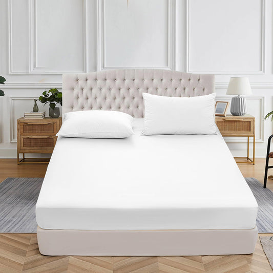 400TC 100% Organic Cotton 3pc Fitted Sheet 18" Deep Pocket ( 1 Fitted & 2 Pillowcases )