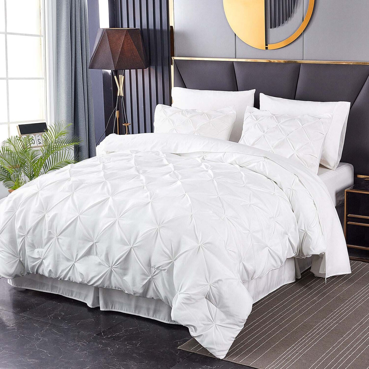Premium Brushed Microfiber All Season Export Quality 1pc Pinch Pleated Comforter, 300GSM, 700+ Fill Power, 45 oz Fill Weight