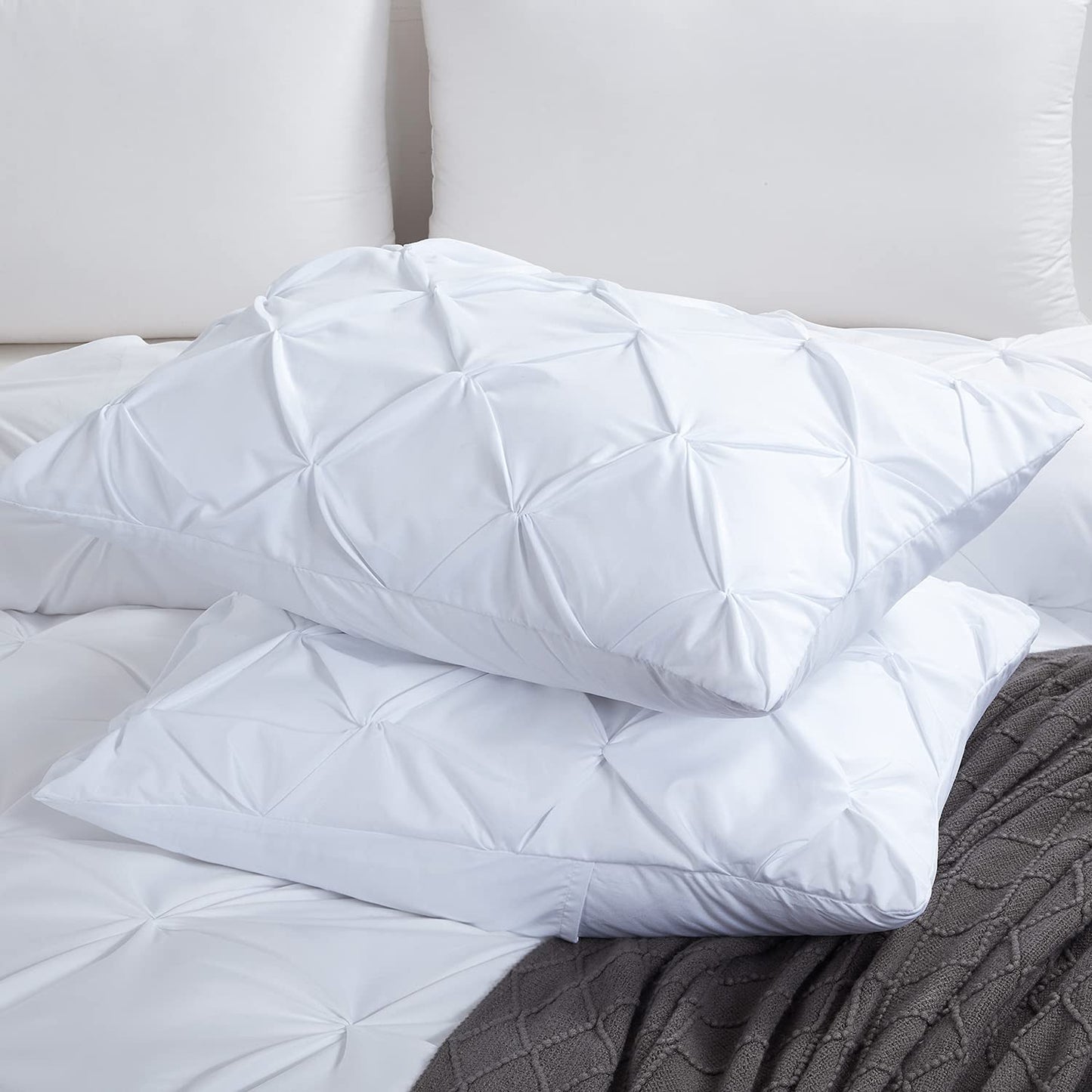 800TC 100% Organic Cotton Set of 2PC Pinch Pleated Pillow Cases Envelope Closure