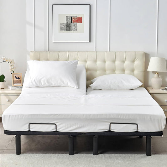 800TC 100% Organic Cotton 4pc Split Head Flex Sheet Set -18"" Deep Pocket ( 1 Fitted , 1 Flat & 4 Pillowcases )