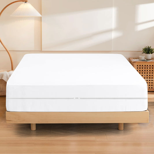 400TC 100% Organic Cotton 1pc Zipper Fitted Sheet 8" Deep Pocket