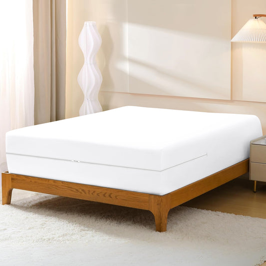 800TC 100% Organic Cotton 1pc Zipper Fitted Sheet 8" Deep Pocket