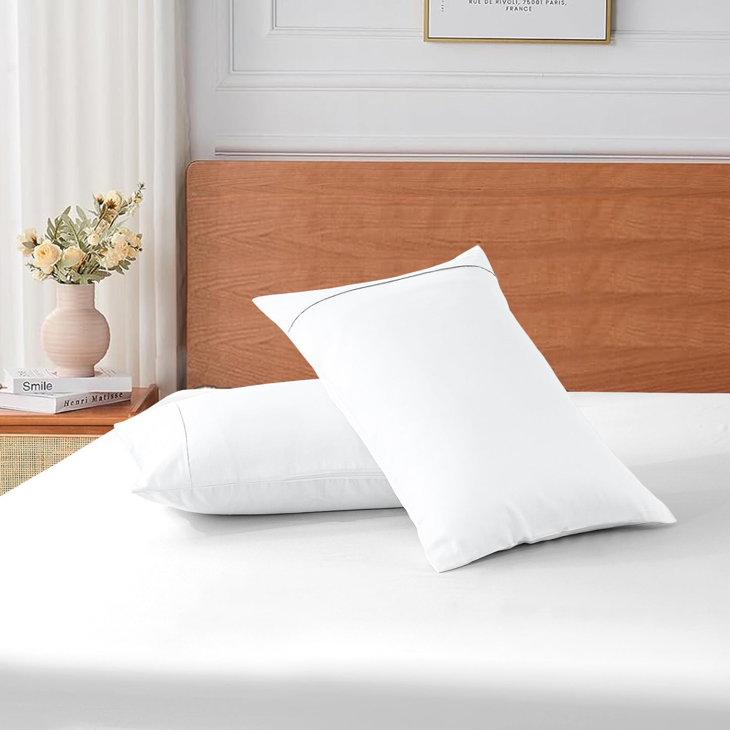 800TC 100% Organic Cotton Set of 2 Pillow Cases Envelope Closure