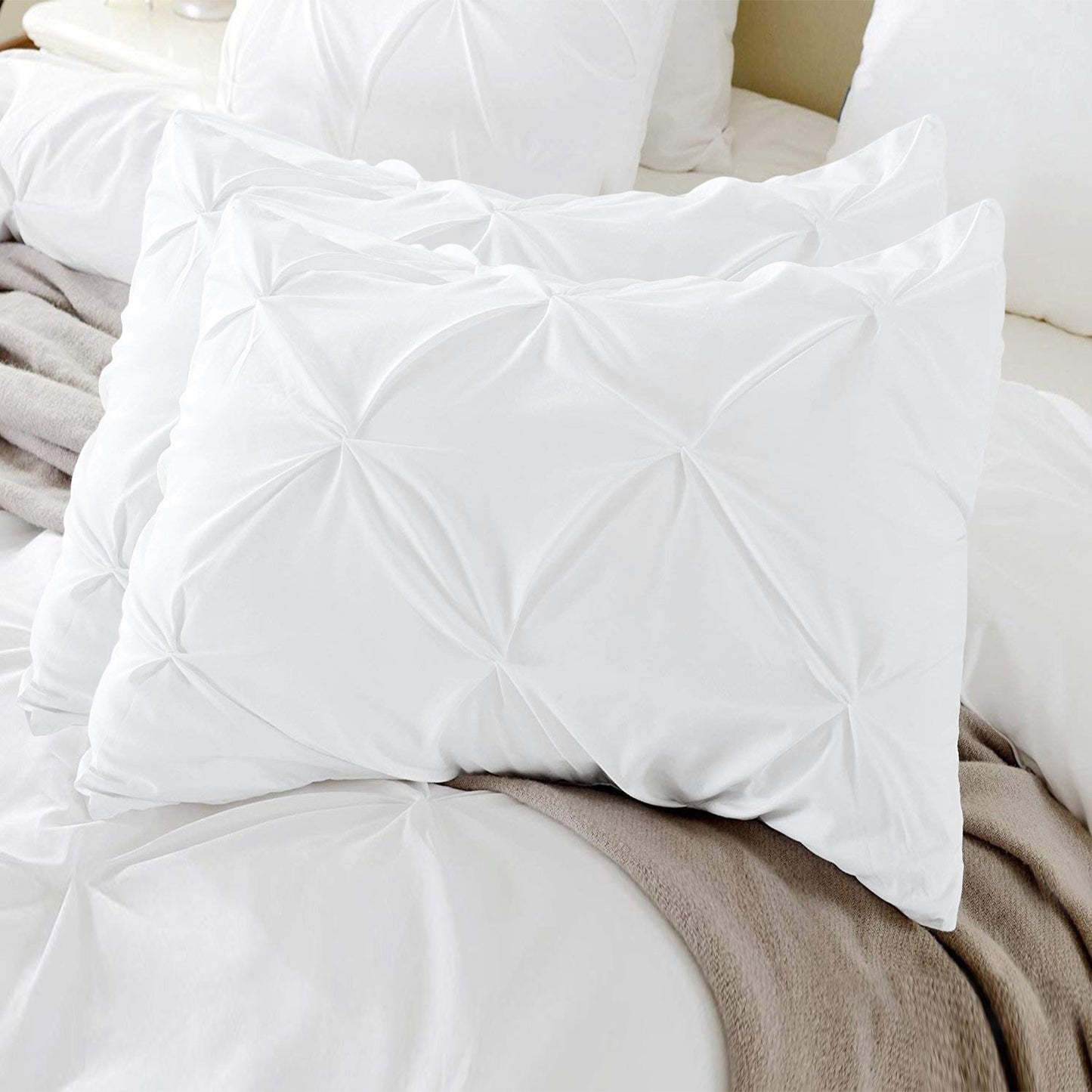 400TC 100% Organic Cotton Set of 2PC Pinch Pleated Pillow Cases Envelope Closure