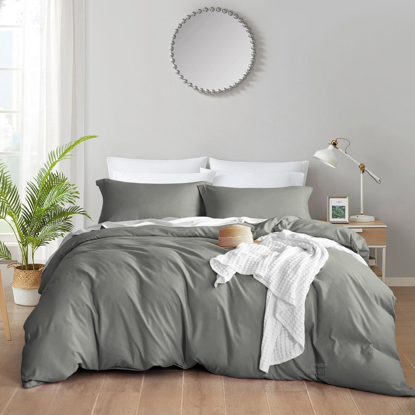 800TC 100% Organic Cotton 1pc Duvet Cover Set with Zipper Closure & Corner Ties