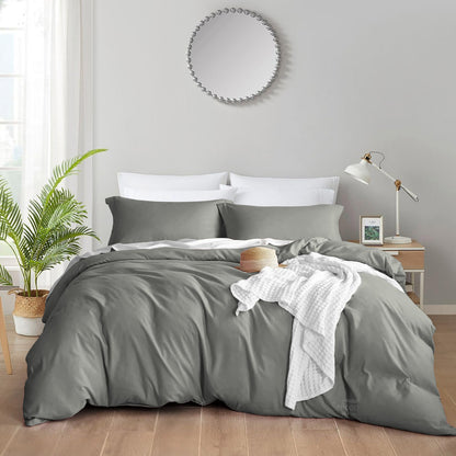 800TC 100% Organic Cotton 1pc Duvet Cover Set with Zipper Closure & Corner Ties