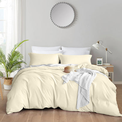 800TC 100% Organic Cotton 3pc Duvet Cover Set with Zipper Closure & Corner Ties