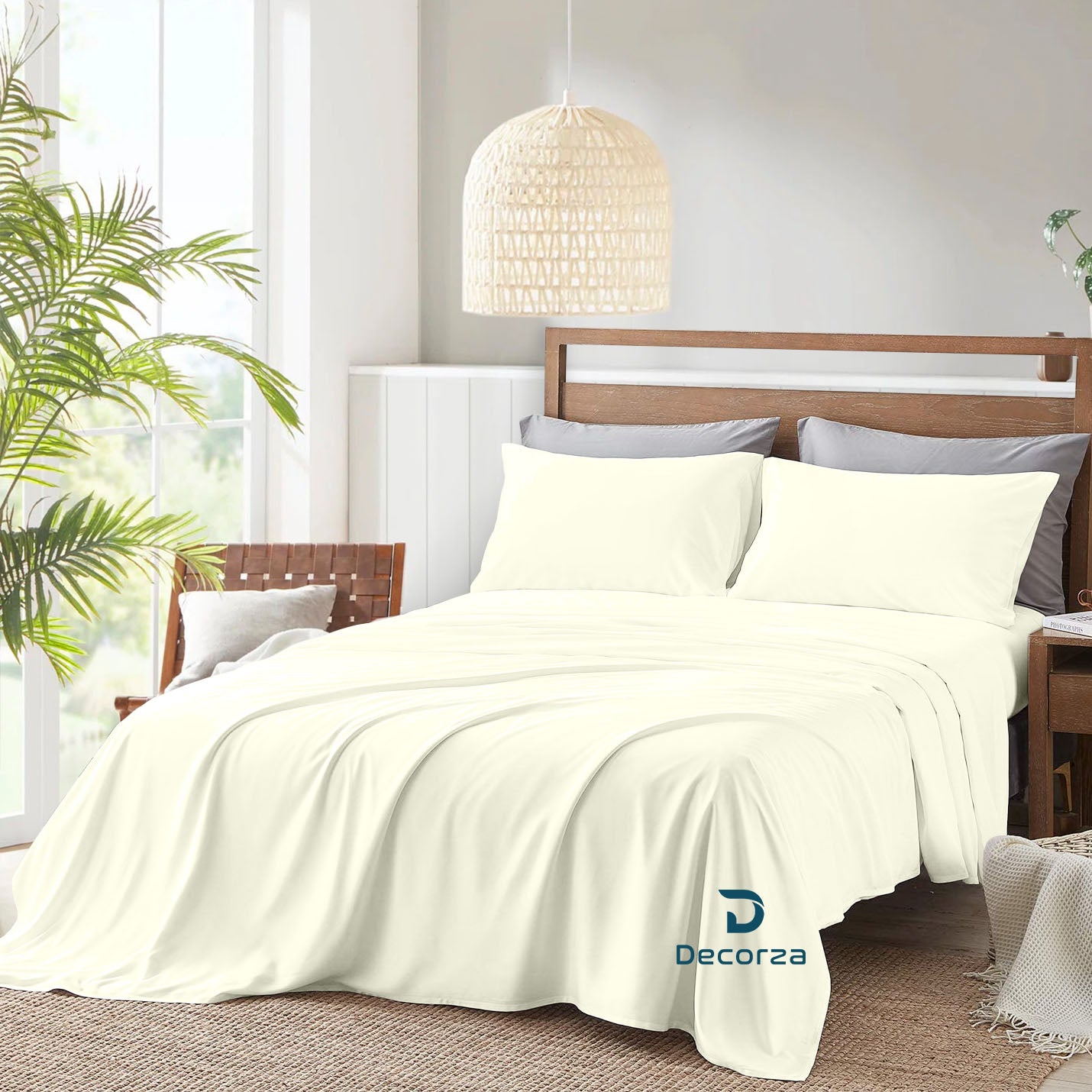 800TC 100% Organic Cotton 6pc Sheet Set -18"" Deep Pocket  ( 1 Fitted , 1 Flat & 4 Pillowcases )