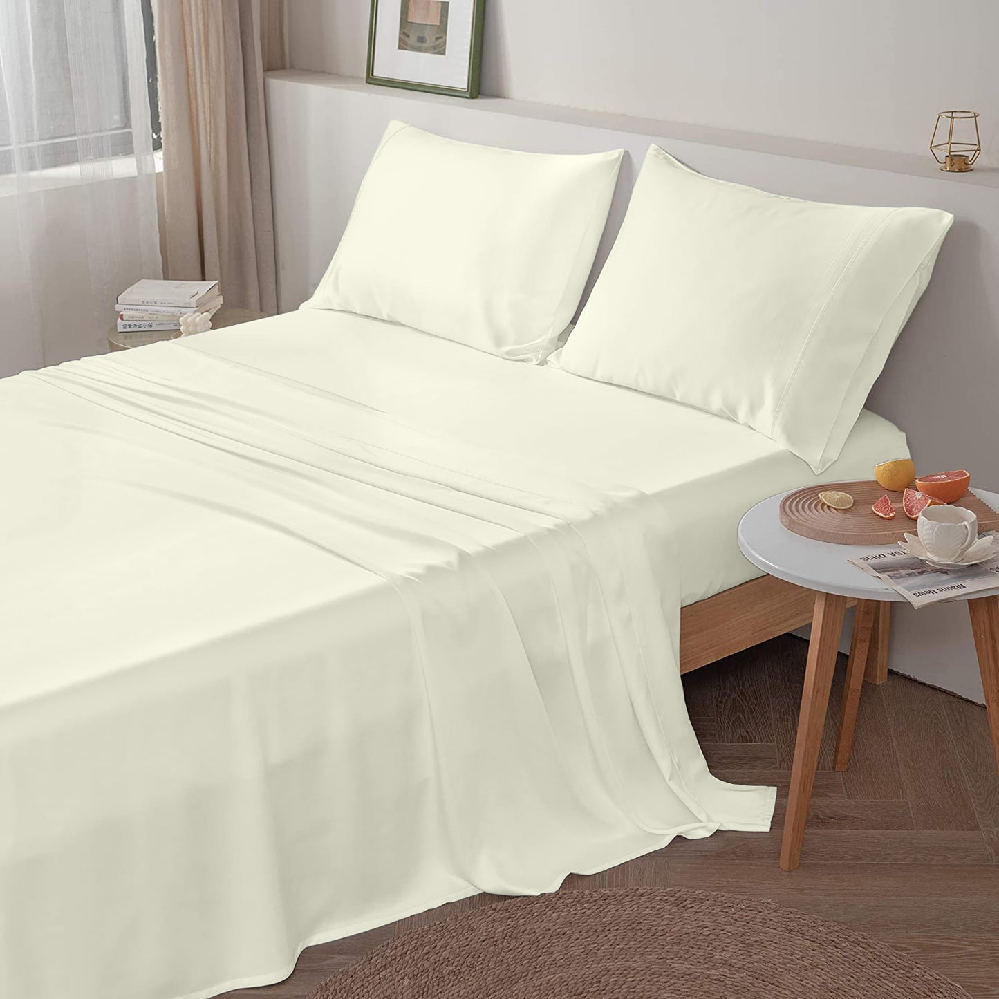 400TC 100% Organic Cotton 3pc Flat Sheet All Size/Colors ( 1 Flat & 2 Pillowcases )