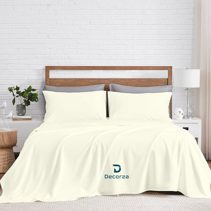 400TC 100% Organic Cotton 6pc Sheet Set -18"" Deep Pocket  ( 1 Fitted , 1 Flat & 2 Pillowcases )