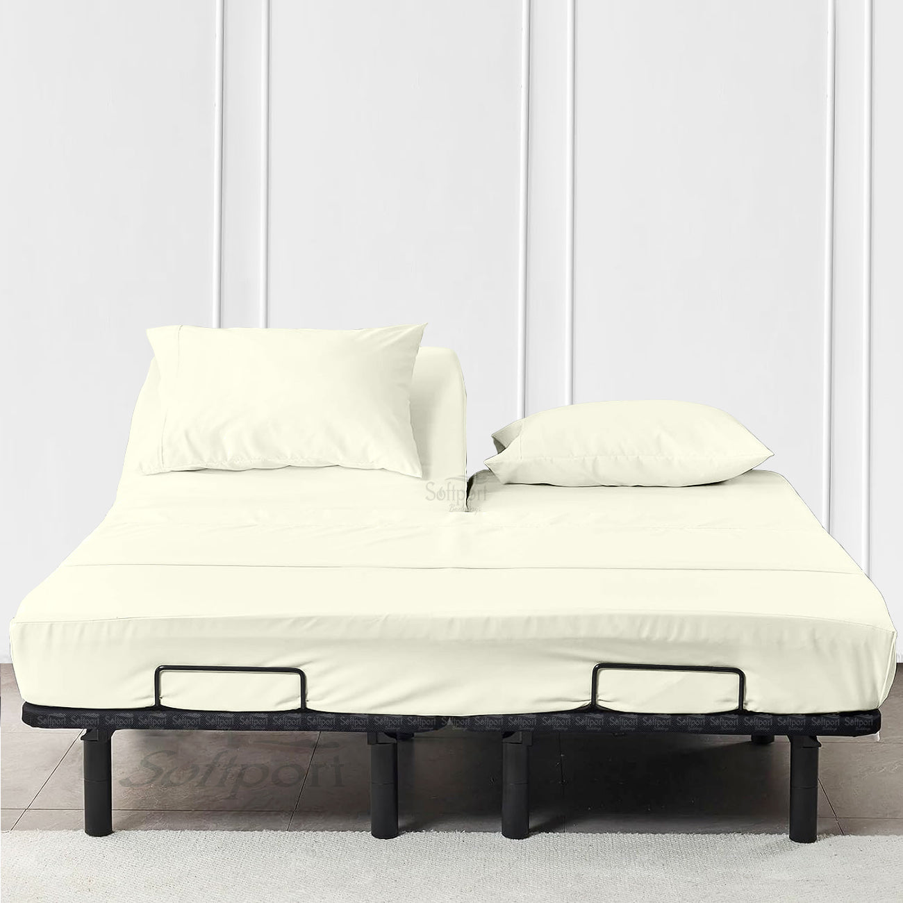 400TC 100% Organic Cotton 4pc Split Head Flex Sheet Set -18" Deep Pocket  ( 1 Fitted , 1 Flat & 4 Pillowcases )