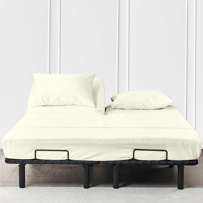 400TC 100% Organic Cotton 4pc Split Head Flex Sheet Set -18" Deep Pocket  ( 1 Fitted , 1 Flat & 4 Pillowcases )