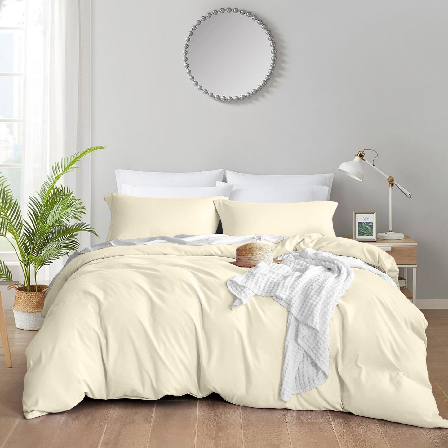 800TC 100% Organic Cotton 1pc Duvet Cover Set with Zipper Closure & Corner Ties