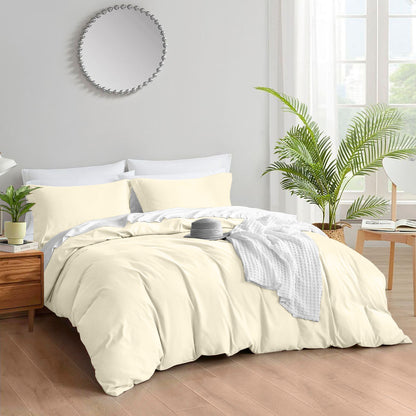 400TC 100% Organic Cotton 3pc Duvet Cover Set with Zipper Closure & Corner Ties
