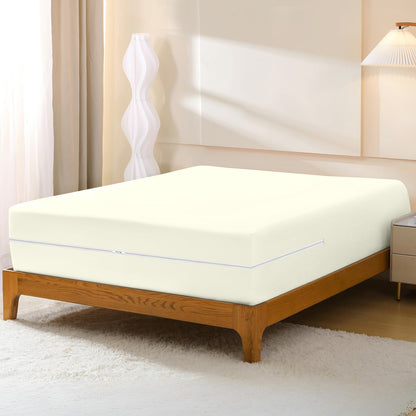 800TC 100% Organic Cotton 1pc Zipper Fitted Sheet 8" Deep Pocket