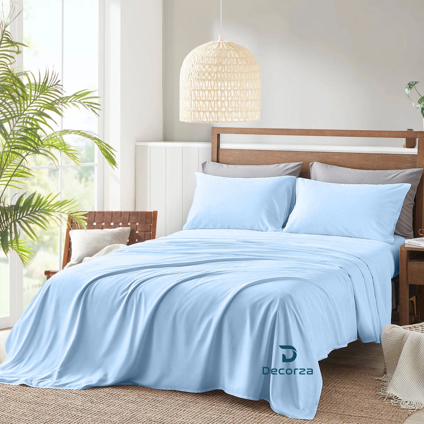 800TC 100% Organic Cotton 6pc Sheet Set -18"" Deep Pocket  ( 1 Fitted , 1 Flat & 4 Pillowcases )
