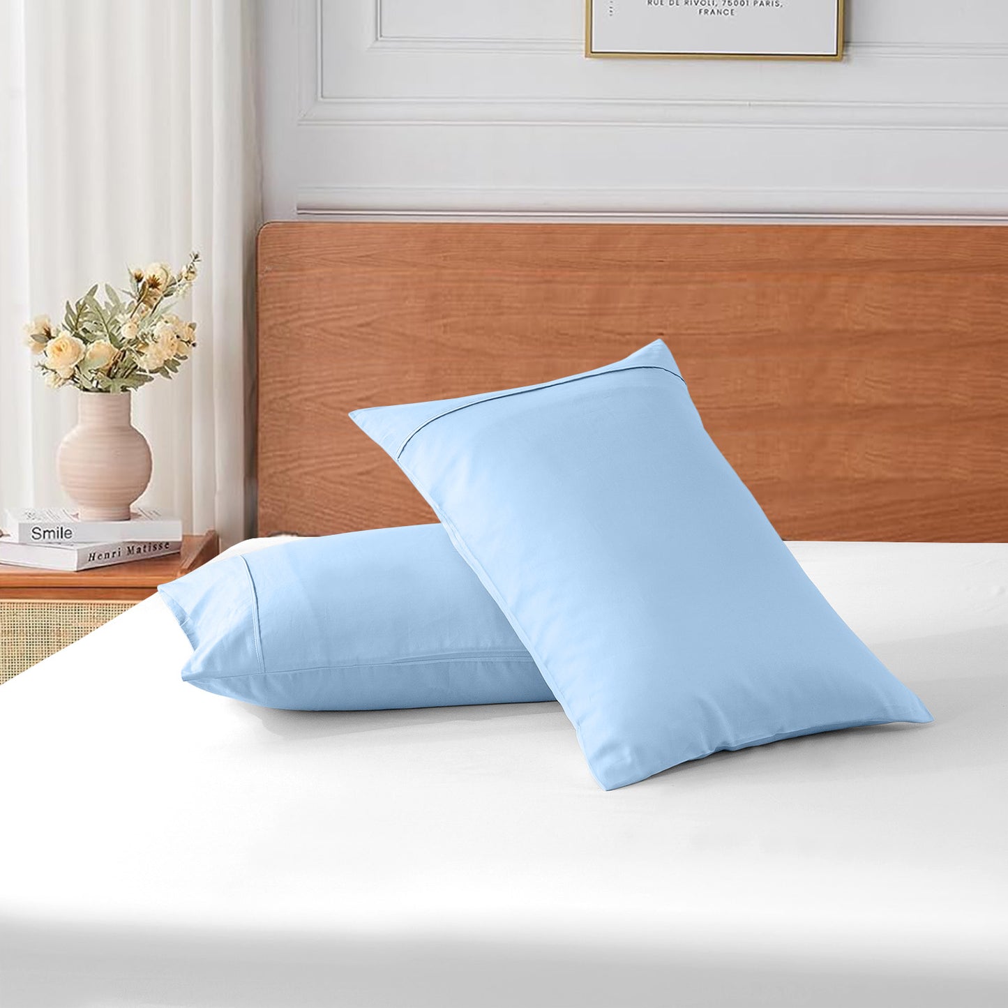 800TC 100% Organic Cotton Set of 2 Pillow Cases Envelope Closure