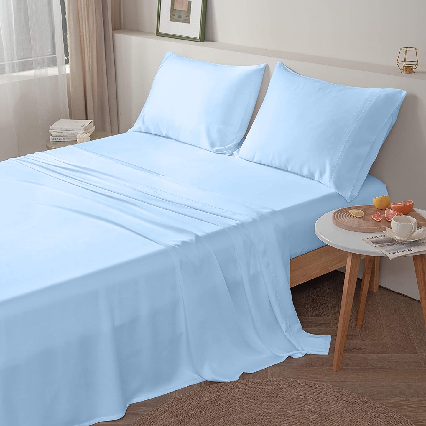400TC 100% Organic Cotton 3pc Flat Sheet All Size/Colors ( 1 Flat & 2 Pillowcases )