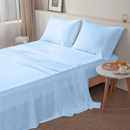 400TC 100% Organic Cotton 3pc Flat Sheet All Size/Colors ( 1 Flat & 2 Pillowcases )
