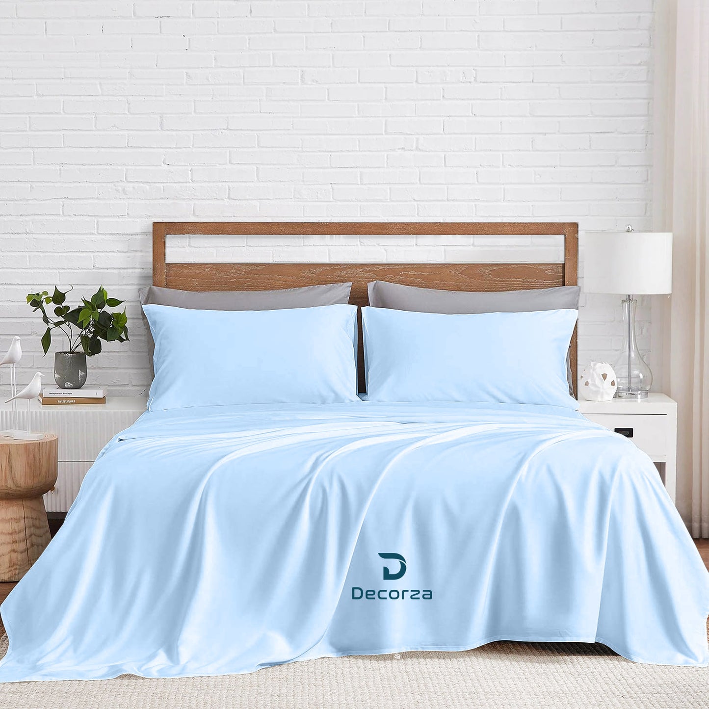 400TC 100% Organic Cotton 6pc Sheet Set -18"" Deep Pocket  ( 1 Fitted , 1 Flat & 2 Pillowcases )