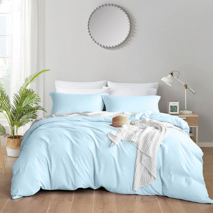 800TC 100% Organic Cotton 1pc Duvet Cover Set with Zipper Closure & Corner Ties