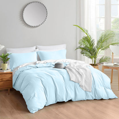 400TC 100% Organic Cotton 3pc Duvet Cover Set with Zipper Closure & Corner Ties